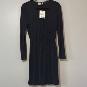 ICHI - NWT- faux Wrap Dress - S - Navy